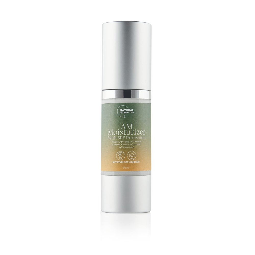 NRL NATURAL RADIANT LIFE AM FACE MOISTURIZER with SPF  Daily Sunscreen Protection, Organic Face Cream, Oil - Free Deeply Hydrating Facial Lotion, Repairs, Soothes and Nourish Irritated, Dry and Damaged Skin - 30ml / 1 Oz (Packaging May Vary)