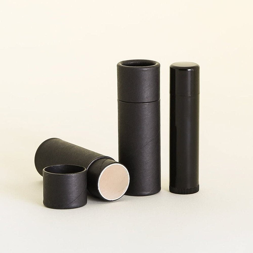 12 mL Black Paperboard Lip Balm/Salve/Cosmetic/Lotion Tubes (50)