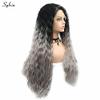 13x4 Synthetic Dark Grey Wig 26 Inch Colors Wigs Ombre Black Lace Front Wig Curly Highlight Frontal Cosplay Hair For Black Women view 2