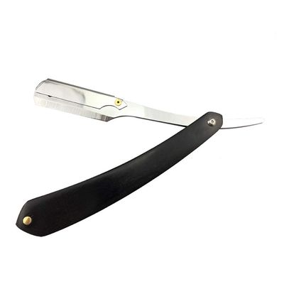 Beaupretty Black Wooden Handle Chic Straight Barber Steel Razors Shaving Knife Folding Men Vintage Straight Metal Hair Shaper Barber Razor without for Home Salon