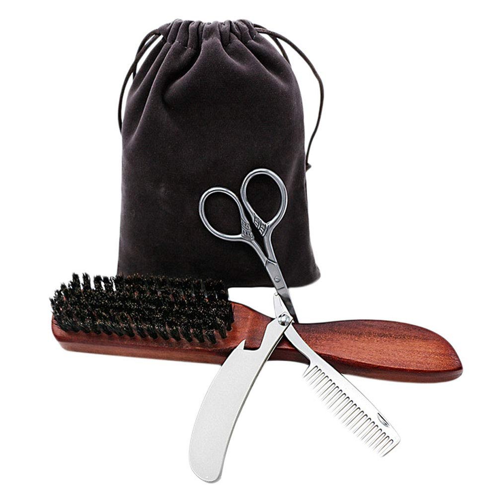 Beaupretty 1set Beard Care Set Portable Grooming Kit Handy Brushes and Storage Bag for Easy Beard Maintenance and Styling
