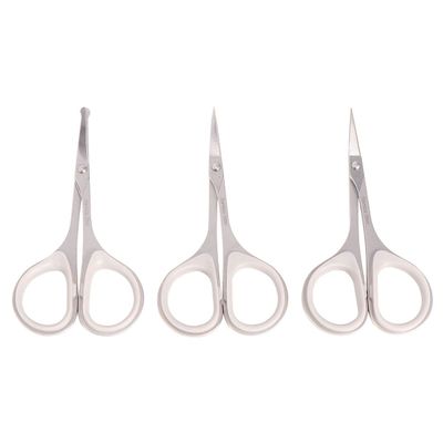 Beaupretty 3pcs Stainless Steel Scissors for Eyebrow Nose Hair and Vibrissa Trimming Safe Precise Blades for Beauty Care Compact Design for Easy Travel