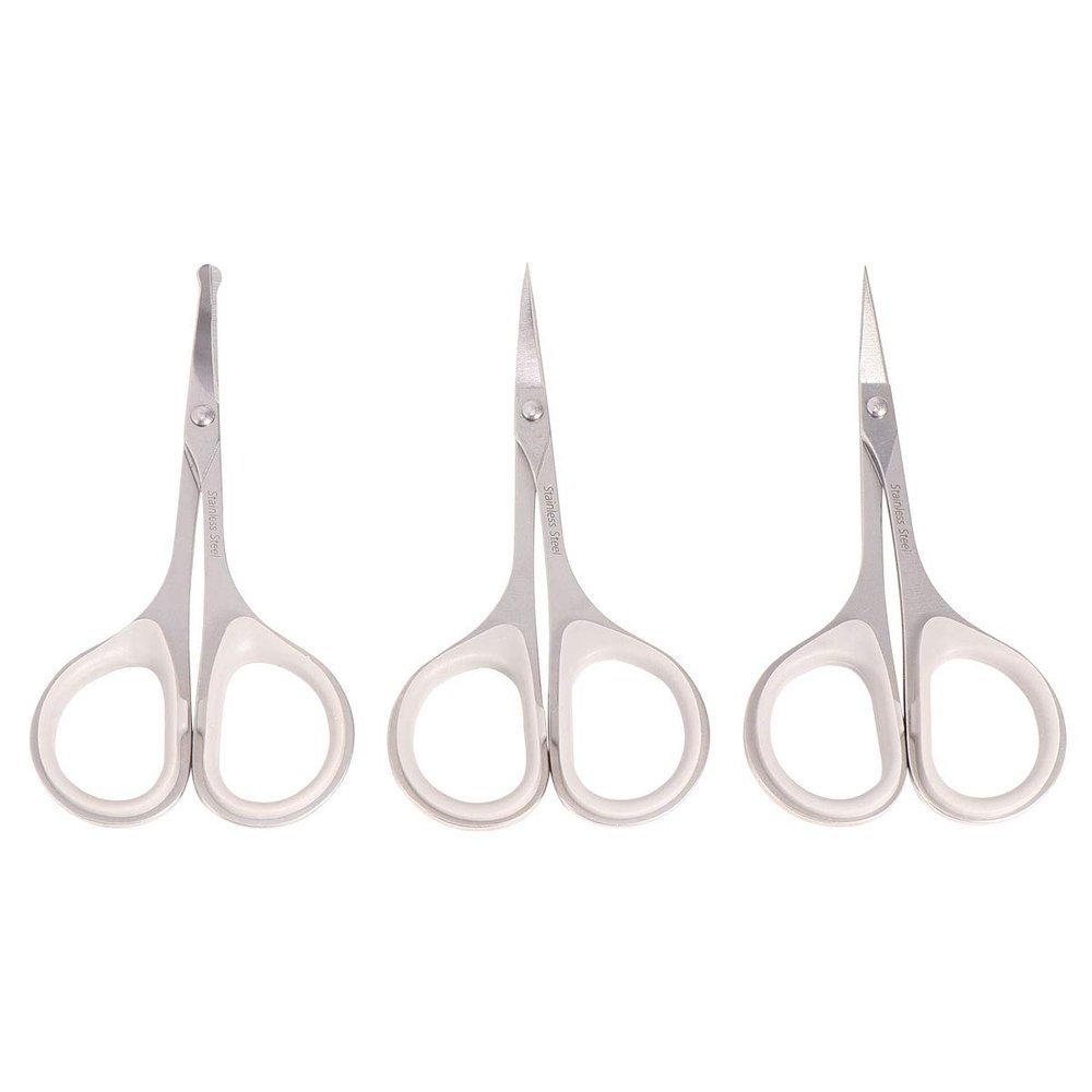 Beaupretty 3pcs Stainless Steel Scissors for Eyebrow Nose Hair and Vibrissa Trimming Safe Precise Blades for Beauty Care Compact Design for Easy Travel