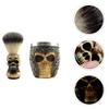 Beaupretty 1 Set Skull Beard Brush Hair Brush Shaving Cream Bowl Skull Beard Shaving Bowl Facial Cleaning Men Tool Shaving Brush Kit Tools Suite Metal Cosmetic Travel view 3