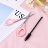1 Set 11pcs Curved Craft Scissors Beauty Tools Face Grooming Clippers Eyelash Grooming Kit Facial Tools Stainless Steel Scissors for Make up Pink Outfit Tilting Head view 4