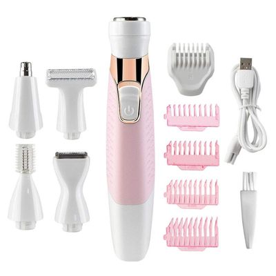 Beaupretty Trimmer for Women 5-in-1 Hair Shaver Face Body Rechargeable Stainless Steel Head Water Washable