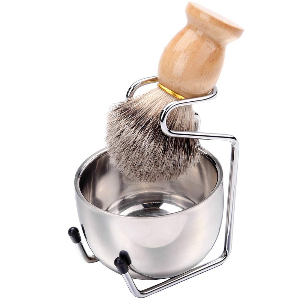 Beaupretty 1set Shaving Tools for Men Convenient Beard Care Kit Bowl Brush and Rack Lightweight and Easy to Use for Grooming and Storage
