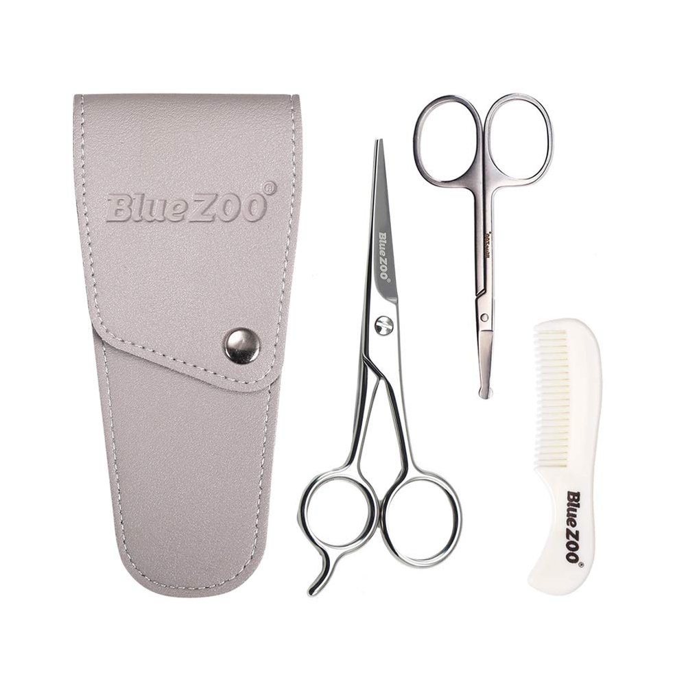 Beaupretty 1set Beard Trimming Scissors Kit Comb Storage Pouch Stainless Steel Grooming Shears for Men for Home and Barber Shop Use