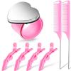Nuenen Hair Braiding Tools 7 Pieces Set Including Magnetic Pin Wristband, Stainless Steel Rat Tail Combs, and Wide Teeth Alligator Sectioning Hair Clips (Pink) view 1