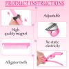 Nuenen Hair Braiding Tools 7 Pieces Set Including Magnetic Pin Wristband, Stainless Steel Rat Tail Combs, and Wide Teeth Alligator Sectioning Hair Clips (Pink) view 3