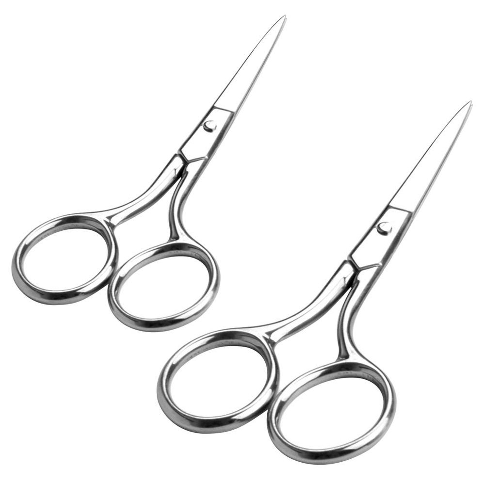 Beaupretty 2pcs Stainless Steel Eyebrow Trimmer and Nose Hair Scissors Small and Vibrissa Scissors for Precision Grooming Safe for Delicate Areas Multi-use Grooming Tools