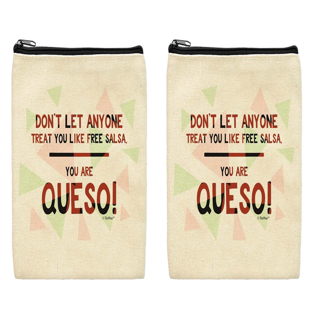 ThisWear Inspirational Gifts For Women Don't Let Anyone Treat You Like Free Salsa You Are Queso 2-Pack Cosmetic Accessory Bags