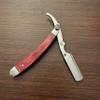Barber Salon Mustache Hair Cutting Straight Edge Razor Red and Silver Wooden Stainless Steel view 1