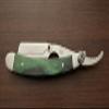 Wooden Marble Design Green and Silver Steel Barber Straight Edge Razor view 1