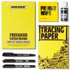 Inkbox Freehand Tattoo Marker Artist Kit - Includes 2 Markers, 1 Tracer, 1 Glove, Tracing Paper (50 Sheets) & Stencil Cream |Lasts Up to 10 Days, All Skin Tones, Water-Resistant, Cruelty-Free & Vegan view 1