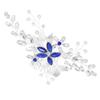 Beaupretty Flower Design Hair Comb Artificial Pearls and Rhinestones Elegant Bridal Headpiece for Weddings Parties and Special Occasions Blue view 1