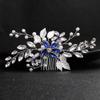 Beaupretty Flower Design Hair Comb Artificial Pearls and Rhinestones Elegant Bridal Headpiece for Weddings Parties and Special Occasions Blue view 2