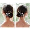 Beaupretty Flower Design Hair Comb Artificial Pearls and Rhinestones Elegant Bridal Headpiece for Weddings Parties and Special Occasions Blue view 4