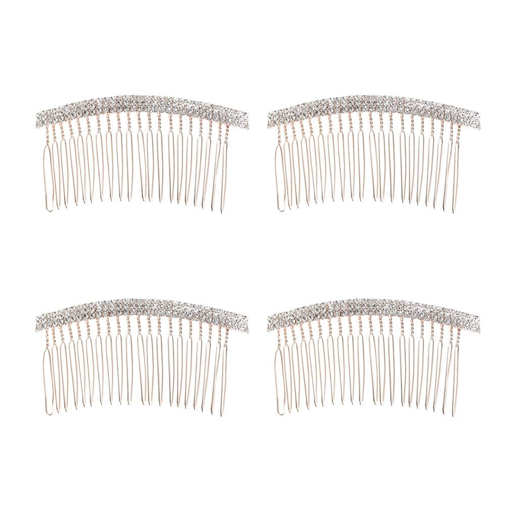 Beaupretty 4pcs Rhinestone Hair Comb Elegant Floral Design Headdress for Women for Weddings and Parties Material Stylish Bang Hair Insert Accessory Style b