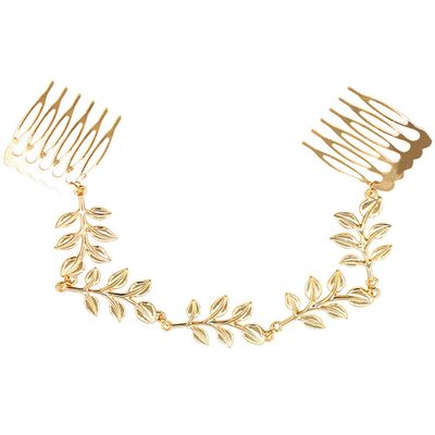 Beaupretty 2pcs Golden Leaf Tassel Chain Hair Comb Elegant Bridal Hair Jewelry for Weddings Parties and Special Occasions Lightweight and Chic