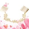 Beaupretty 2pcs Golden Leaf Tassel Chain Hair Comb Elegant Bridal Hair Jewelry for Weddings Parties and Special Occasions Lightweight and Chic view 2
