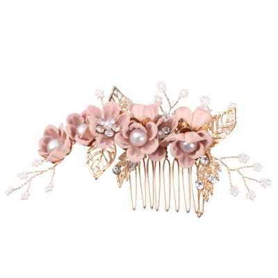 1pc Flower Hair Accessories Pearl Side Comb Prom Hair Accessories Pearl Hair Barrettes Women Hair Accessory Flowers Pearl Comb Gold Hair Clips Hair Comb Pink Dress Miss