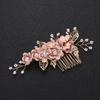 1pc Flower Hair Accessories Pearl Side Comb Prom Hair Accessories Pearl Hair Barrettes Women Hair Accessory Flowers Pearl Comb Gold Hair Clips Hair Comb Pink Dress Miss view 2