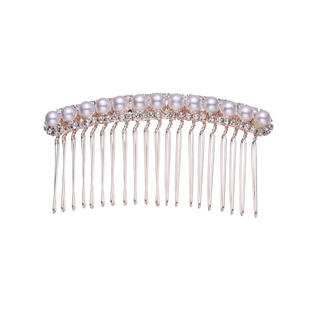 Beaupretty 1pc Pearl Rhinestone Inlay Hair Comb for Brides Alloy Hair Accessory for Weddings Elegant Pearl Bow Design for Bridal Parties Engagements and Special Occasions