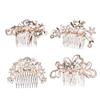 4pcs Pearl Barrettes for Women Womens Barrettes for Hair Metal Hair Clips for Women Bridal Crystal Headpiece Decoration Pearl Tiara Comb Rhinestones Bride view 1