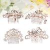 4pcs Pearl Barrettes for Women Womens Barrettes for Hair Metal Hair Clips for Women Bridal Crystal Headpiece Decoration Pearl Tiara Comb Rhinestones Bride view 2