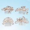 4pcs Pearl Barrettes for Women Womens Barrettes for Hair Metal Hair Clips for Women Bridal Crystal Headpiece Decoration Pearl Tiara Comb Rhinestones Bride view 3