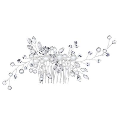 1 Pc Piece Pearl Comb Wedding Bridal Headpiece Pearl Headdress Wedding Hair Headdress Bridal Comb Wedding Instrument for Pedicures Silver Clip Crystal Bride Alloy Hair up