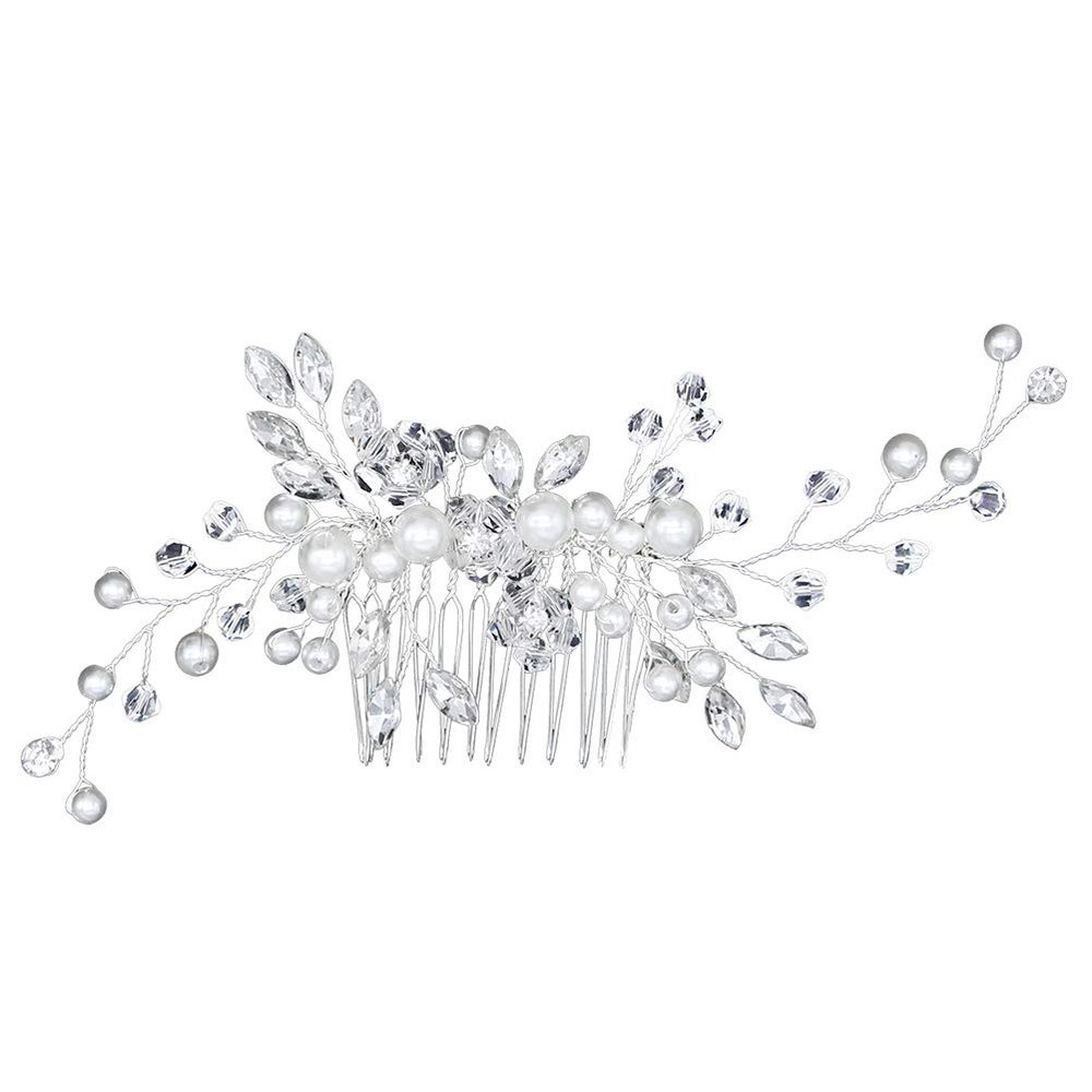 1 Pc Piece Pearl Comb Wedding Bridal Headpiece Pearl Headdress Wedding Hair Headdress Bridal Comb Wedding Instrument for Pedicures Silver Clip Crystal Bride Alloy Hair up