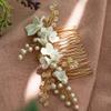 Beaupretty Elegant Handmade Bridal Hair Comb White Pearl Flower Design Wedding Accessories for Women for Fashion Banquets and Special Occasions view 2