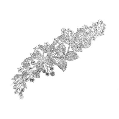 Beaupretty Flower Rhinestone Bride Hair Comb Chic Headdress Wedding Accessories for Women Elegant Silver Hair Decor for Special Events and Photography
