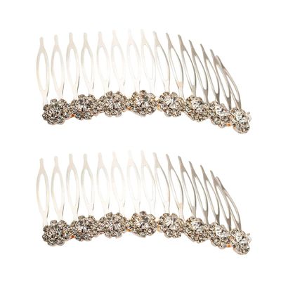 2pcs Bridal Headdress Full Diamond Suitcase Bags Small Organizer South Korea Silver Crown Hair Clip Bridal Hair Accessories Silicone Travel Tiara Comb Bride Wedding