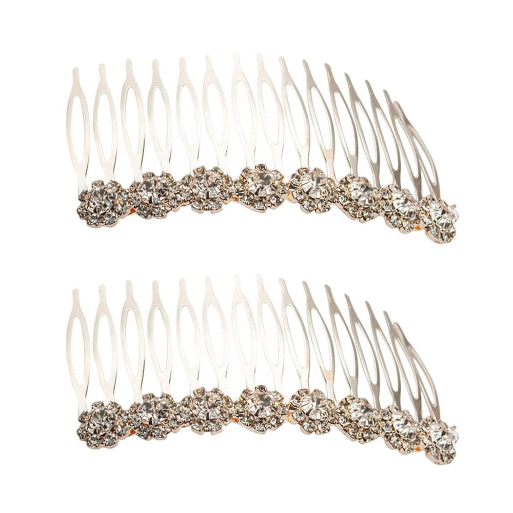 2pcs Bridal Headdress Full Diamond Suitcase Bags Small Organizer South Korea Silver Crown Hair Clip Bridal Hair Accessories Silicone Travel Tiara Comb Bride Wedding