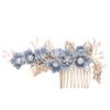 Beaupretty 1pc Bridal Hair Comb Blue Cloth Flower Rhinestone Inlaid Elegant Wedding Hair Accessory for Updo and Half-up Styles for Brides Prom and Special Occasions view 1