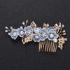Beaupretty 1pc Bridal Hair Comb Blue Cloth Flower Rhinestone Inlaid Elegant Wedding Hair Accessory for Updo and Half-up Styles for Brides Prom and Special Occasions view 2