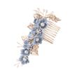 Beaupretty 1pc Bridal Hair Comb Blue Cloth Flower Rhinestone Inlaid Elegant Wedding Hair Accessory for Updo and Half-up Styles for Brides Prom and Special Occasions view 3