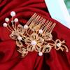 Beaupretty Delicate Rhinestone Pearl Bridal Hair Comb for Weddings Elegant Floral Hair Accessories for Brides and Special Occasions Design view 4