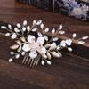 Beaupretty Bridal Hair Comb Rhinestones and Pearls Elegant Flower Alloy Headpiece for Women Wedding Hair Accessory for Dances and Special Occasions view 2