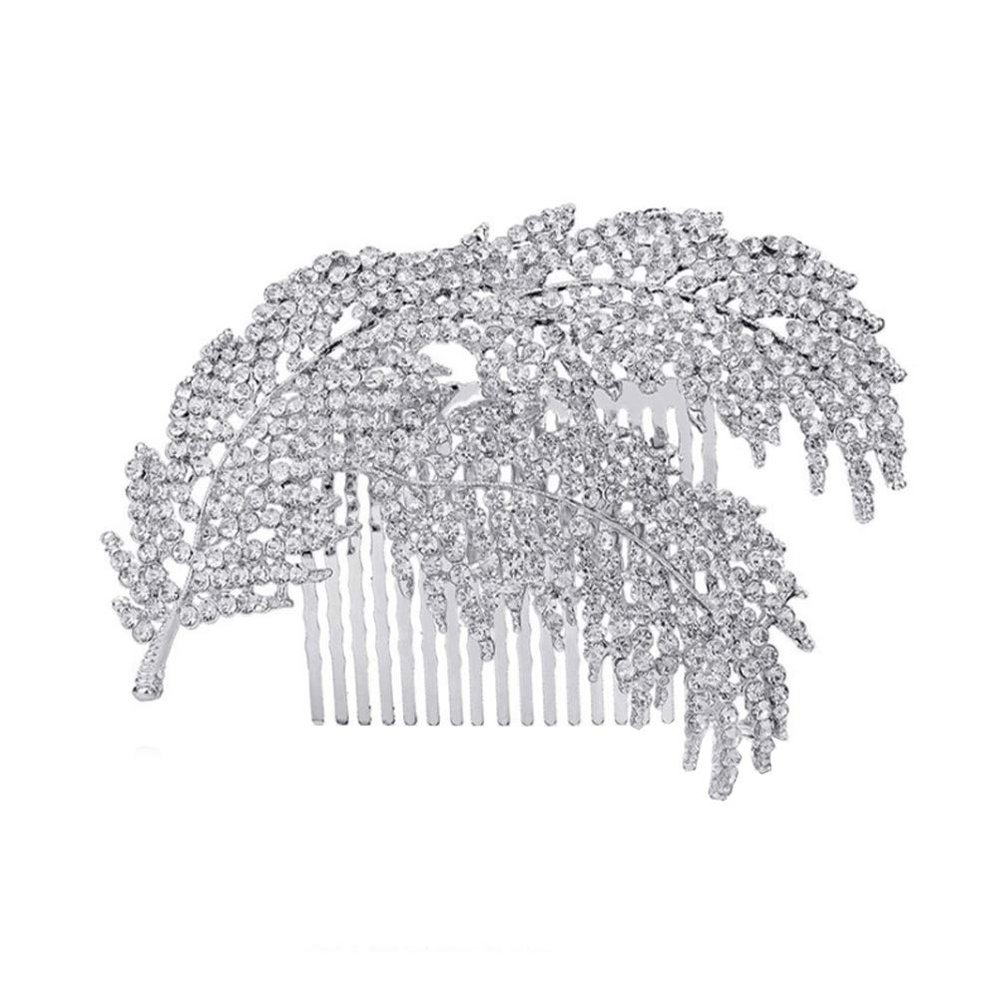 Beaupretty Delicate Leaf Design Bridal Hair Comb Rhinestones Elegant Wedding Headpiece for Women for Parties and Special Occasions Chic Hair Accessories for Brides and Bridesmaids