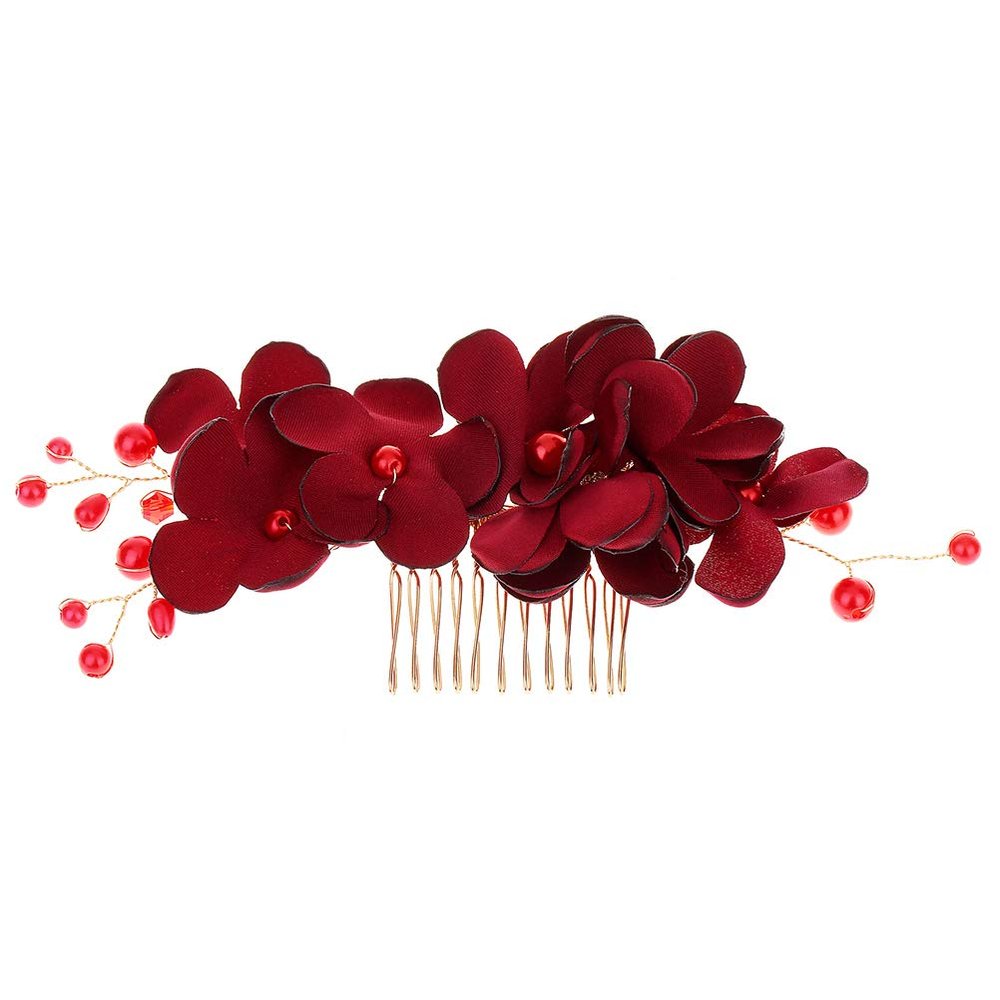 1pc Floral Headpiece Bridal Headpieces for Wedding Flower Inserted Comb Fabrics Side Combs Bridal Hair Comb Bride Hairstyles Wedding Hair Accessories The Fabric Bridesmaid Crystal