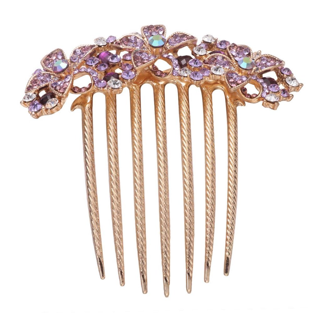 Beaupretty Rhinestone Hair Comb for Elegant Hairstyles Crystal Hair Insert Comb for Weddings Purple Hairpin Accessory for Women Charming Bridal Headpiece for Special Occasions