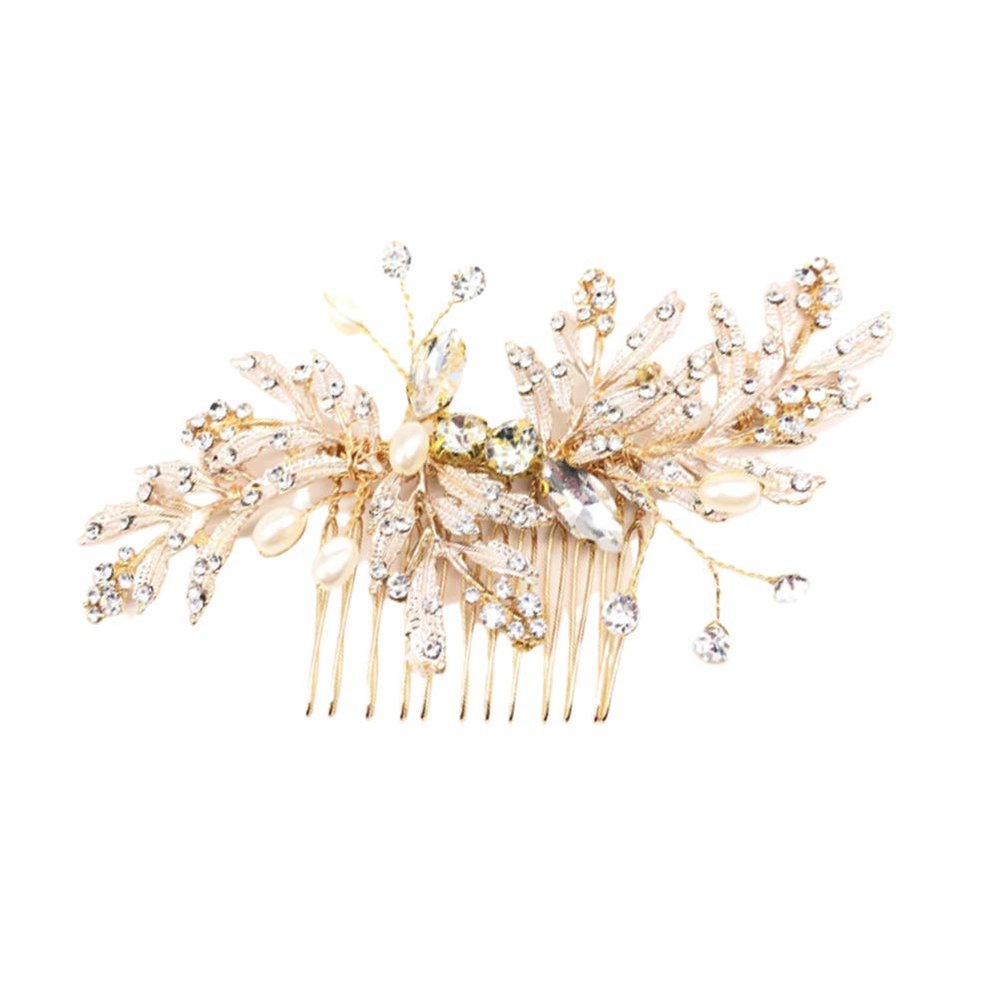 Beaupretty Alloy Hair Comb Pearl Inlay and Rhinestone Decorative Design for Women Elegant Hair Accessory for Weddings Parties and Special Occasions