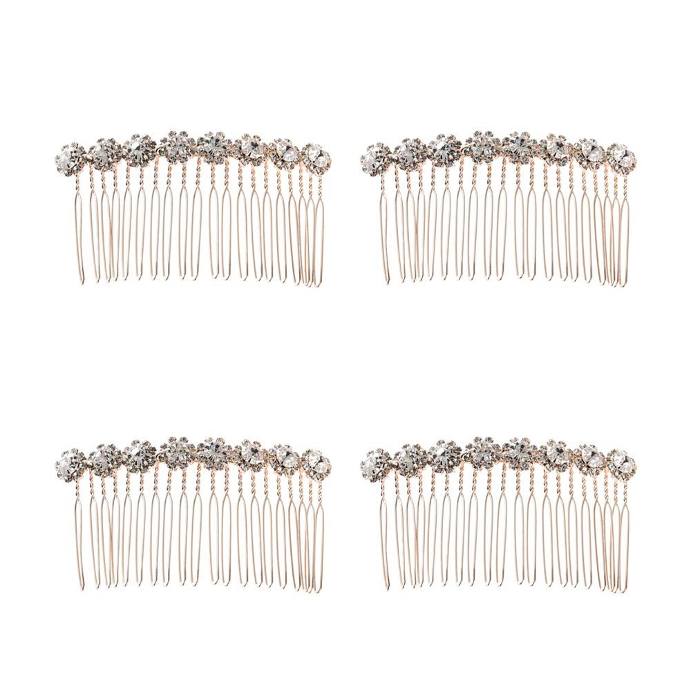 Beaupretty 4pcs Rhinestone Hair Comb Elegant Floral Bang Hair Accessories for Women Headwear for Parties and Weddings Gorgeous Design