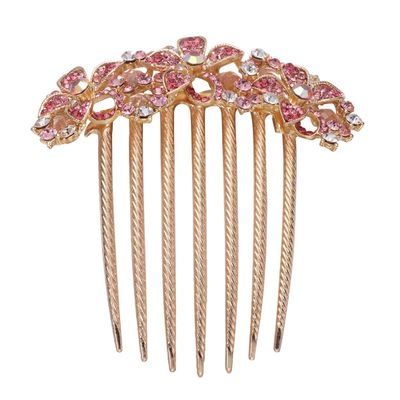 Beaupretty Rhinestone Hair Comb for Women Elegant Crystal Hair Insert Accessory Pink for Weddings and Special Occasions Adds Charm and Beauty to Hairstyle