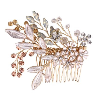 Beaupretty 1pc Elegant Rhinestone Inlaid Flower Hair Comb for Weddings Bridal Hair Accessories Decorative Alloy Pearl Headdress for Special Occasions Easy to Use and Stylish