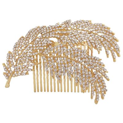 Beaupretty Rhinestone Hair Insert Comb Floral Design for Bridal Headdress Elegant Wedding Headwear Accessory Luxurious Pearl Flower Hair Comb for Brides and Special Occasions